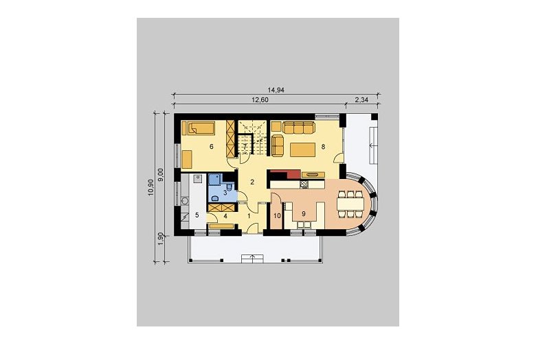 Projekt domu wielorodzinnego LK&742 - parter