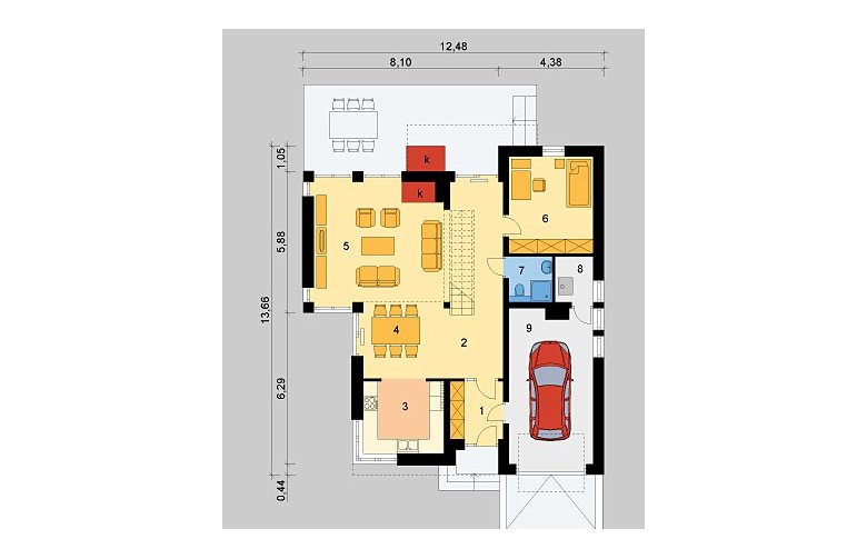 Projekt domu wielorodzinnego LK&674 - parter