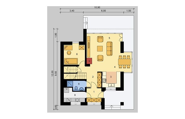 Projekt domu wielorodzinnego LK&761 - parter