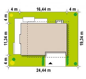 Usytuowanie budynku Zx21