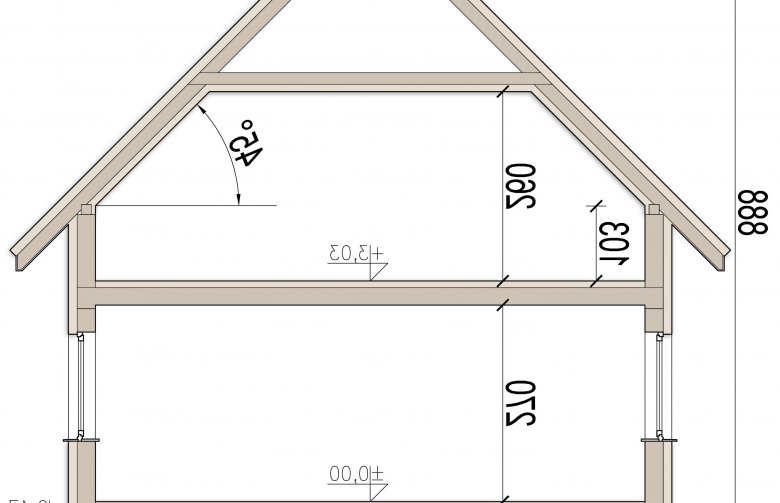 Projekt domu jednorodzinnego Aronia - przekrój 1