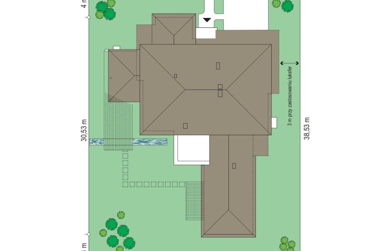 Projekt domu szkieletowego Willa z basenem (230) - Usytuowanie