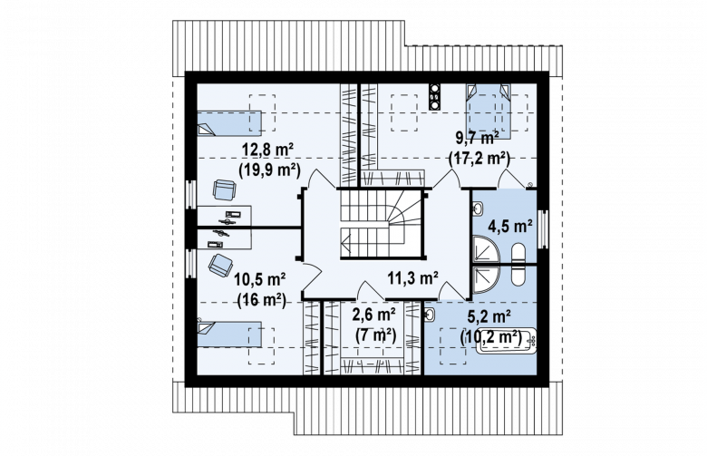 Projekt domu z poddaszem Z119 - rzut poddasza