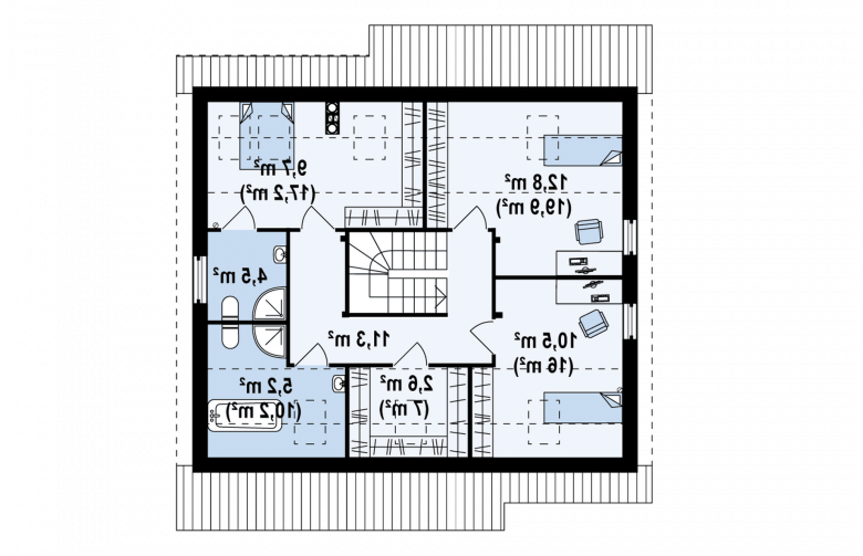 Projekt domu z poddaszem Z119 - rzut poddasza