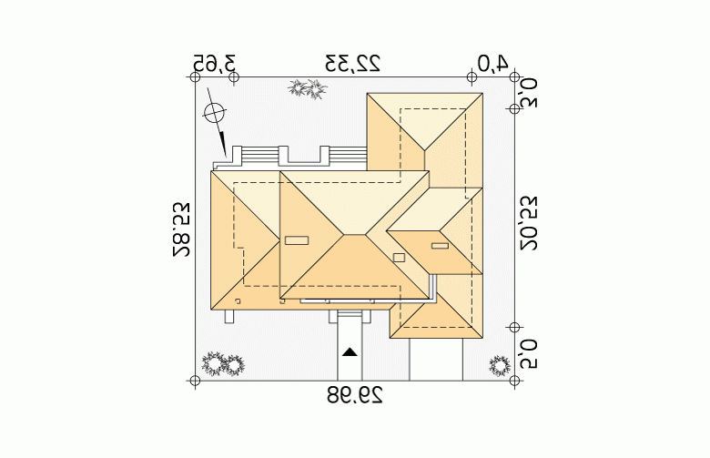 Projekt domu szkieletowego Bursztyn 3 - Usytuowanie - wersja lustrzana