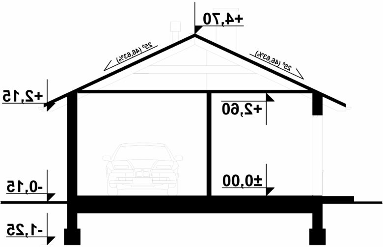 Projekt domu energooszczędnego G58 - Budynek garażowo - gospodarczy - przekrój 1