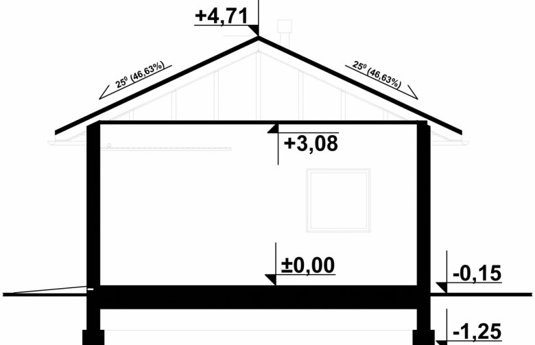 Projekt domu energooszczędnego G54 - Budynek garażowy - przekrój 1