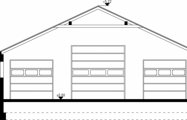 Projekt domu energooszczędnego G34 - Budynek garażowy - przekrój 1