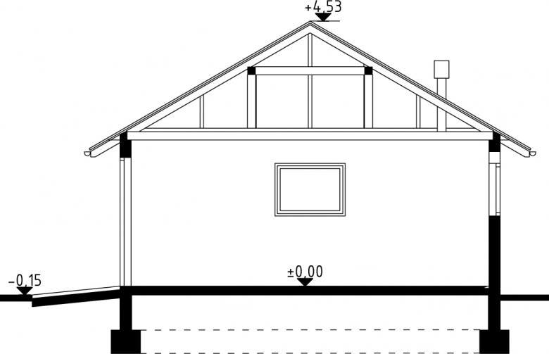 Projekt domu energooszczędnego G29 - Budynek gospodarczy - przekrój 1