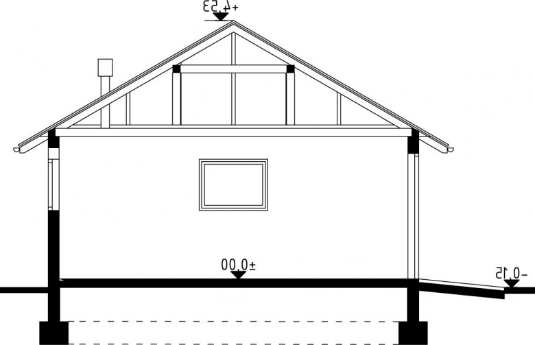 Projekt domu energooszczędnego G29 - Budynek gospodarczy - przekrój 1