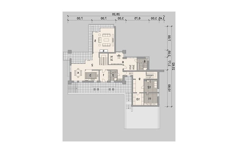 Projekt domu wielorodzinnego LK&714 - parter