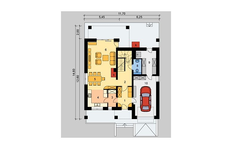 Projekt domu wielorodzinnego LK&724 - parter