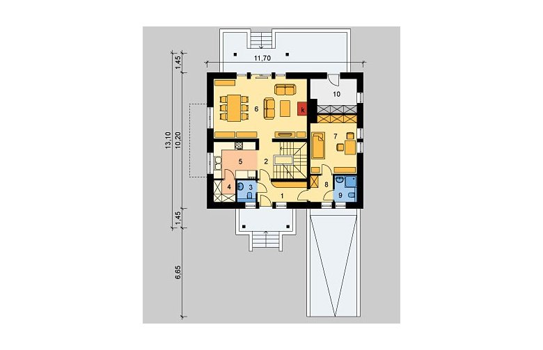 Projekt domu wielorodzinnego LK&719 - parter