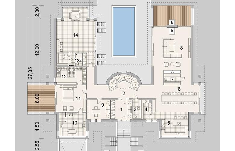 Projekt domu wielorodzinnego LK&1184 - parter