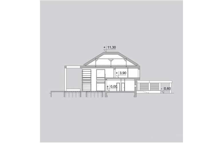 Projekt domu z poddaszem LK&1170 - przekrój 1