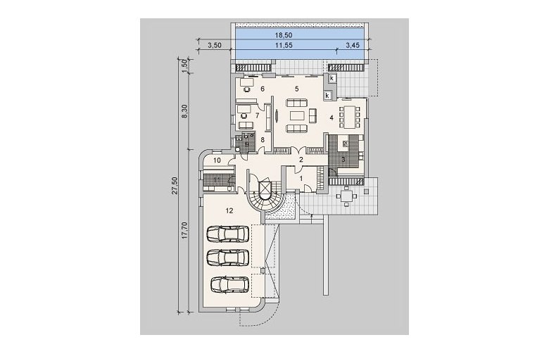 Projekt domu z poddaszem LK&1075 - parter