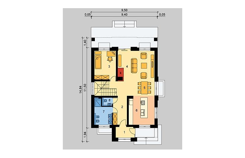 Projekt domu wielorodzinnego LK&786 - parter