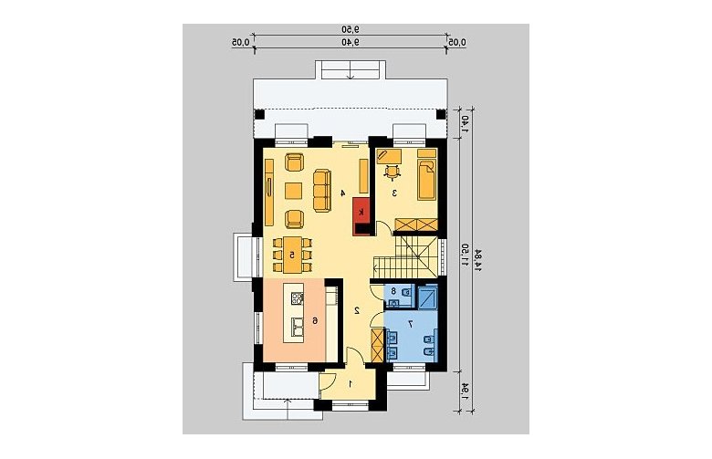 Projekt domu wielorodzinnego LK&786 - parter