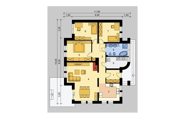 Projekt domu dwurodzinnego LK&810 - parter