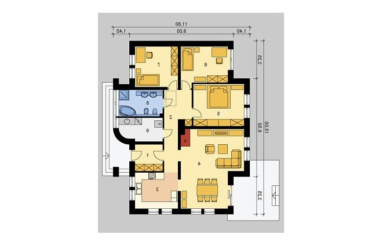 Projekt domu dwurodzinnego LK&810 - parter