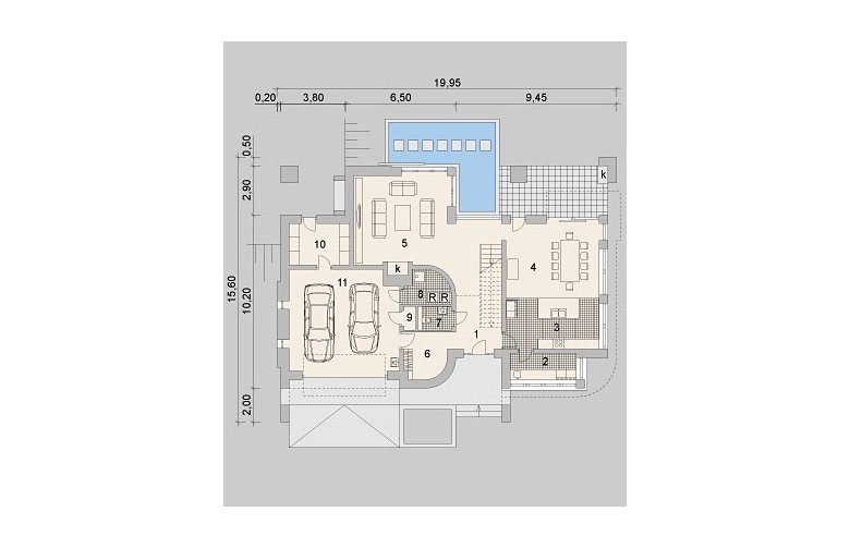 Projekt domu szkieletowego LK&803 - parter