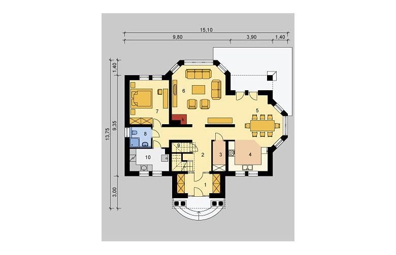 Projekt domu piętrowego LK&797 - parter