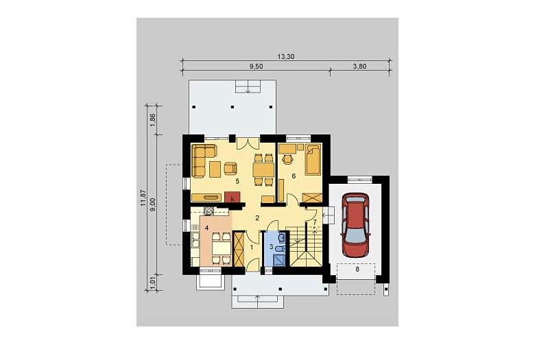 Projekt domu wielorodzinnego LK&773 - parter