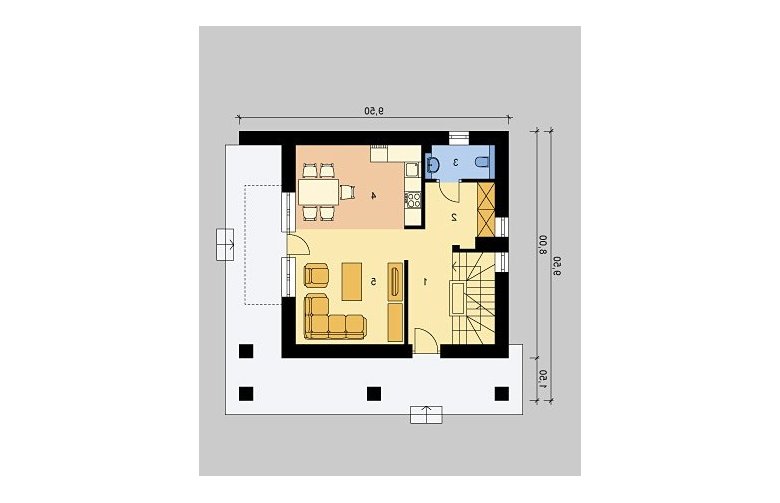 Projekt domu wielorodzinnego LK&818 - parter