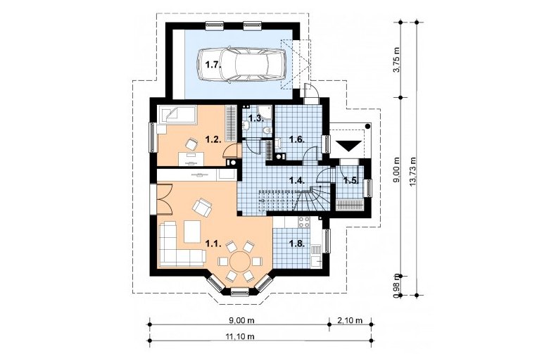 Projekt domu jednorodzinnego A-120 - 