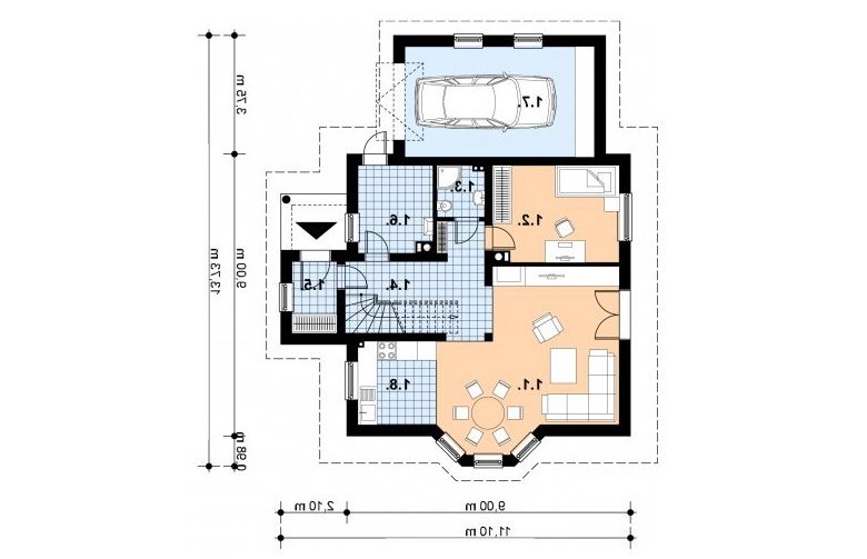 Projekt domu jednorodzinnego A-120 - 