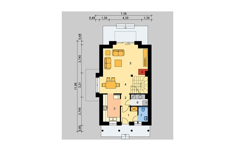 Projekt domu wielorodzinnego LK&824 - parter