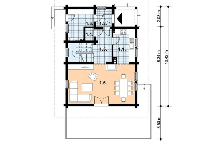 Projekt domu z bala A-100 BAL - 