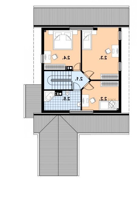 Rzut projektu A-101 (drewniany) - wersja lustrzana