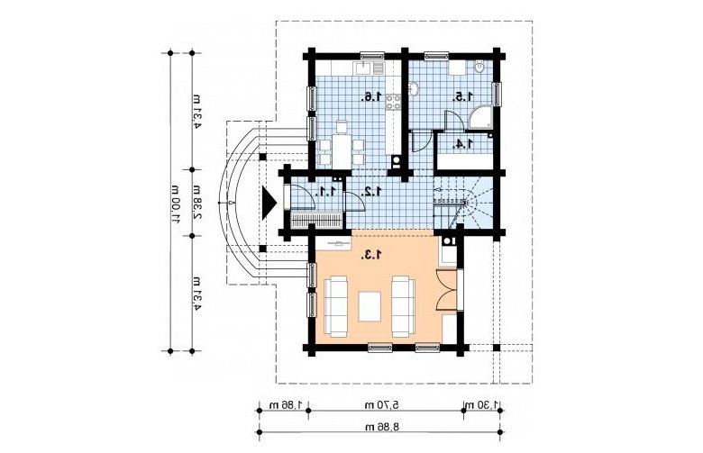 Projekt domu z bala A-102 BAL - 