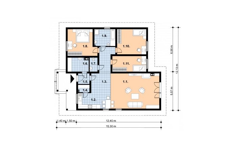 Projekt domu z bala A-104 BAL - 