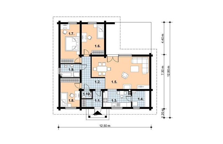 Projekt domu z bala A-106 BAL - 