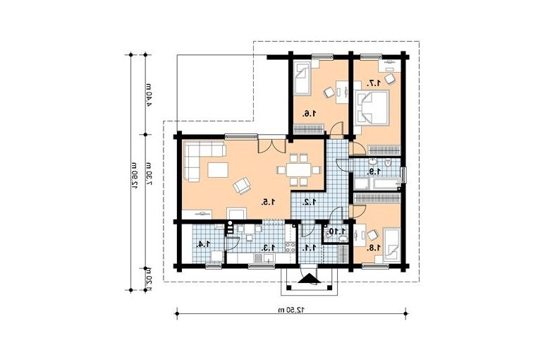 Projekt domu z bala A-106 BAL - 