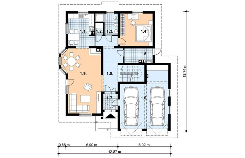 Projekt domu z bala A-107 BAL - 