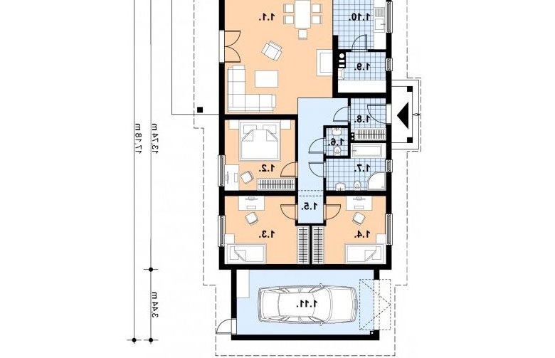 Projekt domu z bala A-108 (drewniany) - 