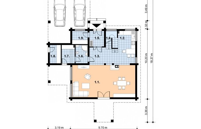 Projekt domu z bala A-109 BAL - 