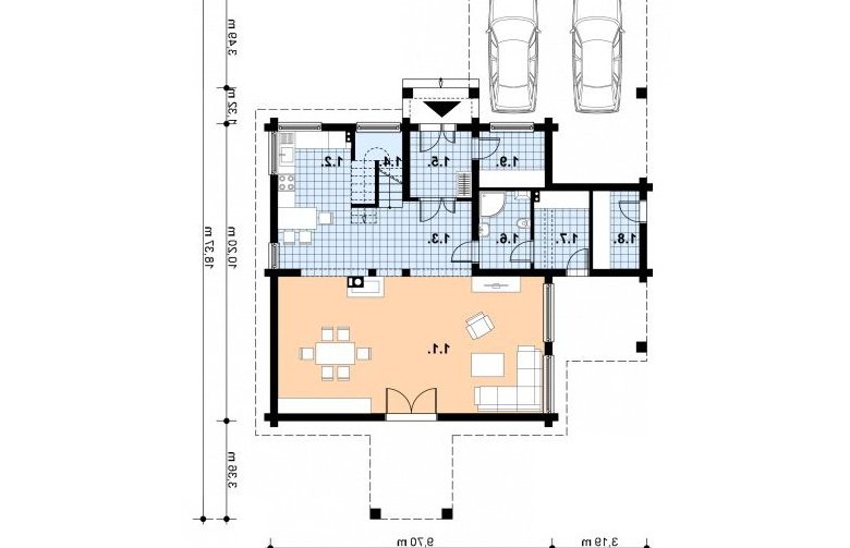 Projekt domu z bala A-109 BAL - 