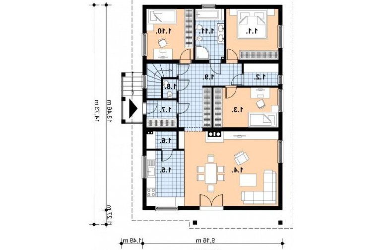 Projekt domu z bala A-110 (drewniany) - 