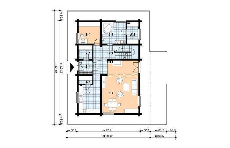 Projekt domu z bala A-111 BAL - 