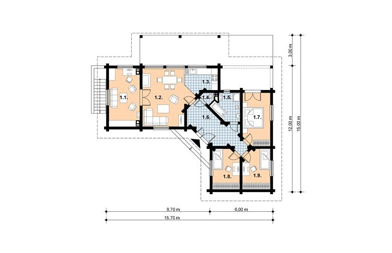 Projekt domu z bala A-113 BAL - 