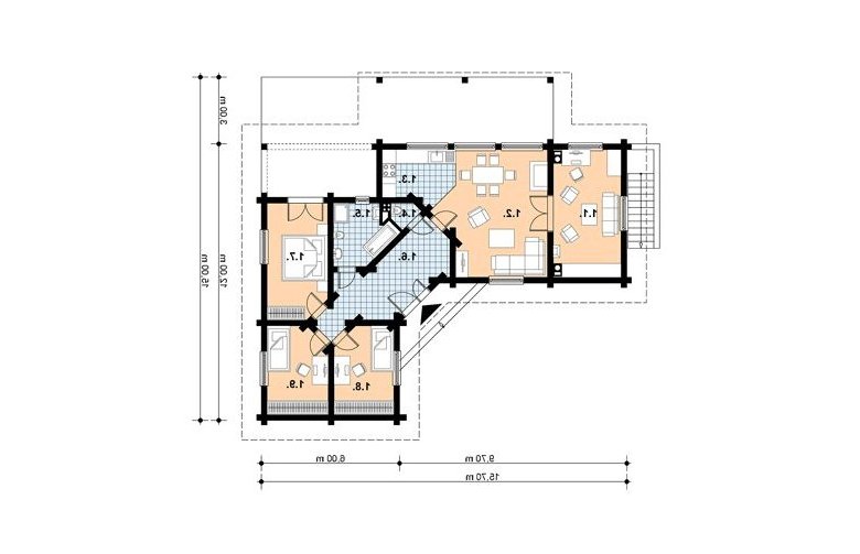 Projekt domu z bala A-113 BAL - 