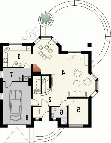 Rzut projektu IKEBANA - wersja lustrzana