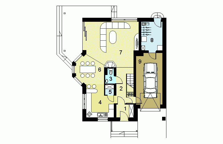 Projekt domu jednorodzinnego HG-I17 - rzut parteru