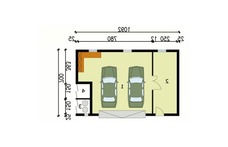 Projekt garażu G103 garaż dwustanowiskowy z pomieszczeniem gospodarczym - przyziemie