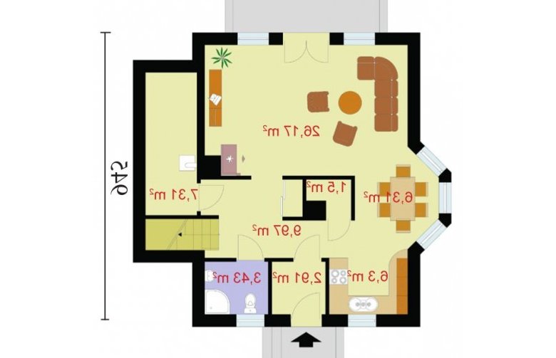 Projekt domu jednorodzinnego PANAMA - parter