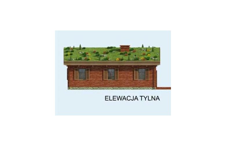Projekt domu parterowego EL PINAR dom z zielonym dachem - elewacja 1